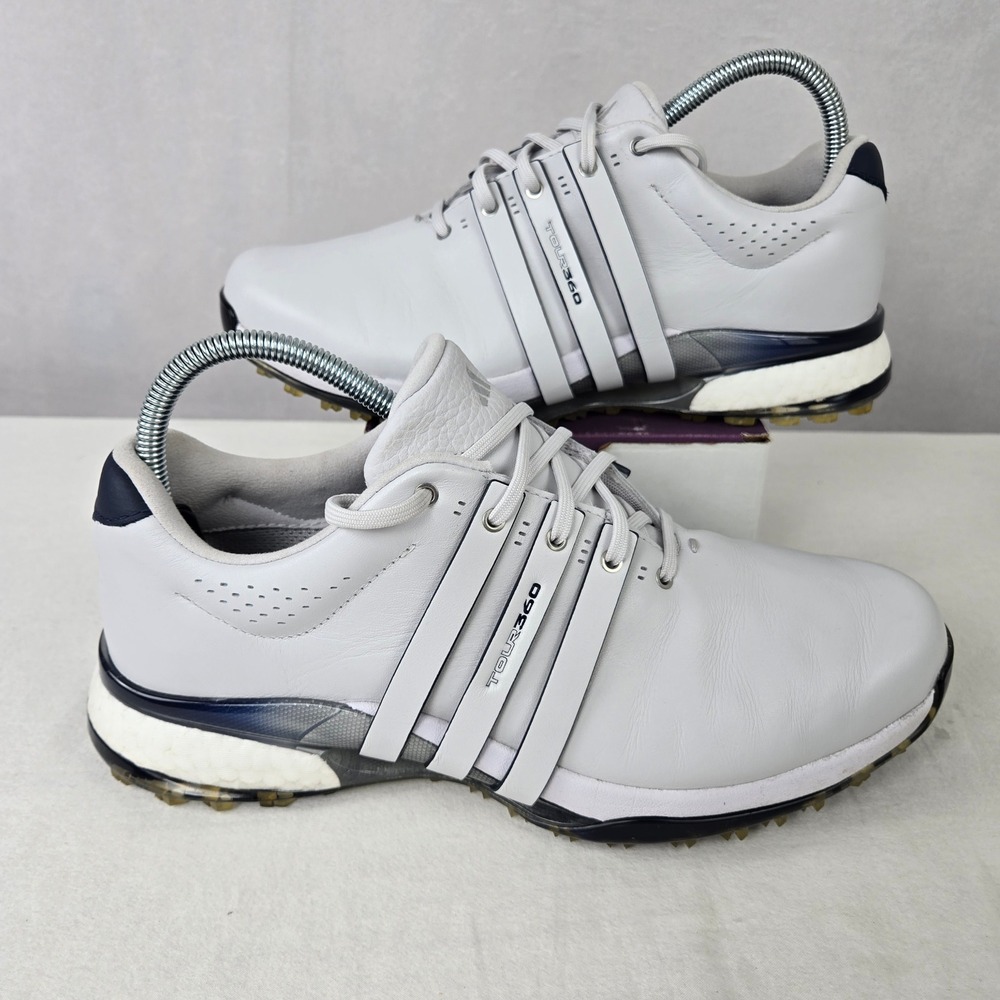 Adidas Tour360 25 Boost Mens Golf Shoes 9 Grey Navy Leather Spikeless IH2198 PGA
